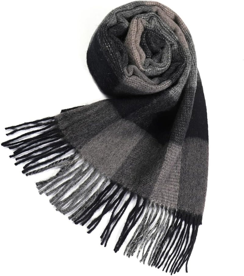 SKNSOFT Winter Wool Plaid Scarf for Men,Women Fashion Tartan Wrap Checkered Scarves - Image 4